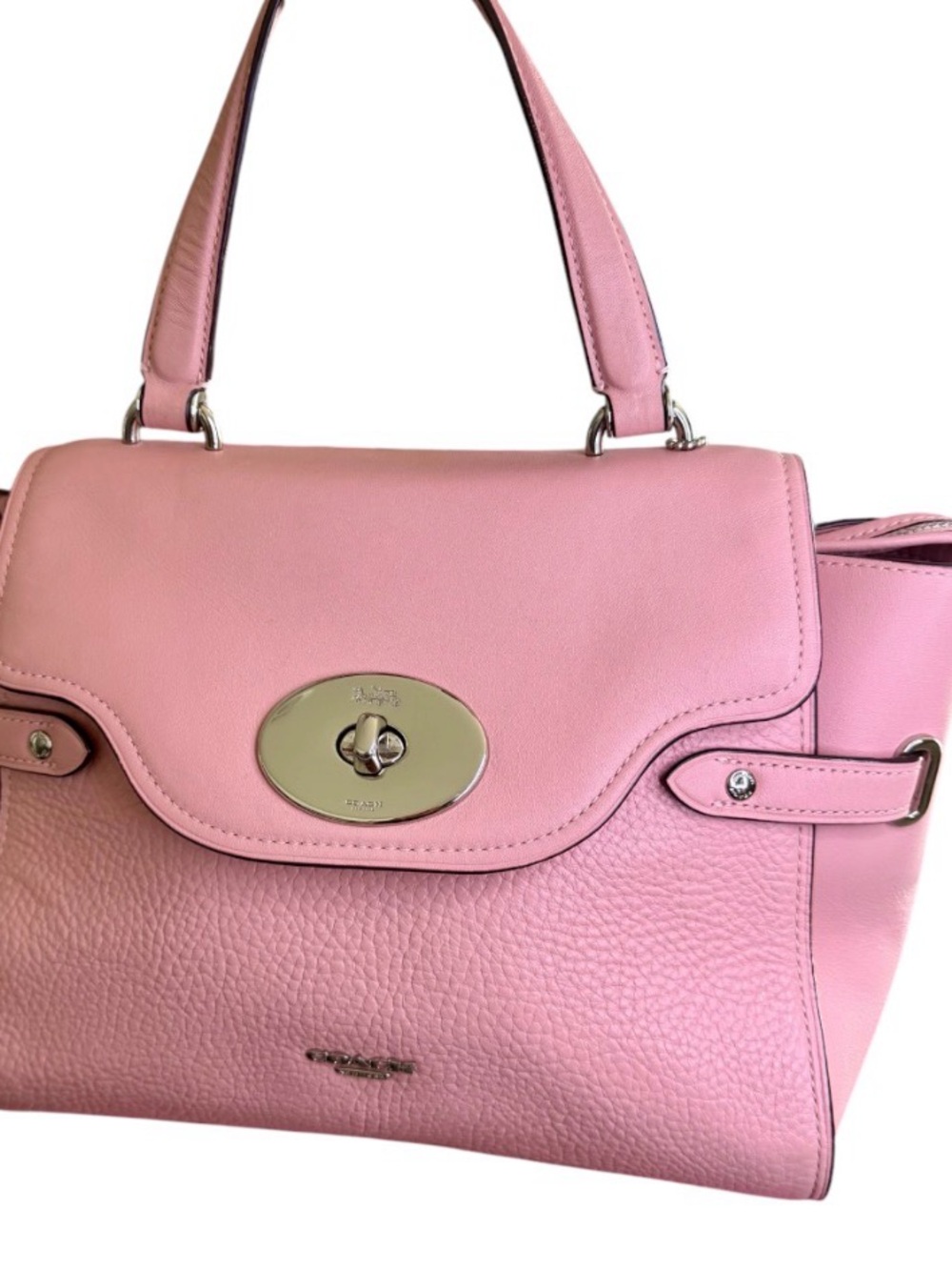 COACH Pink Pebble Leather Turnlock Satchel Authentic - Picture 8 of 8